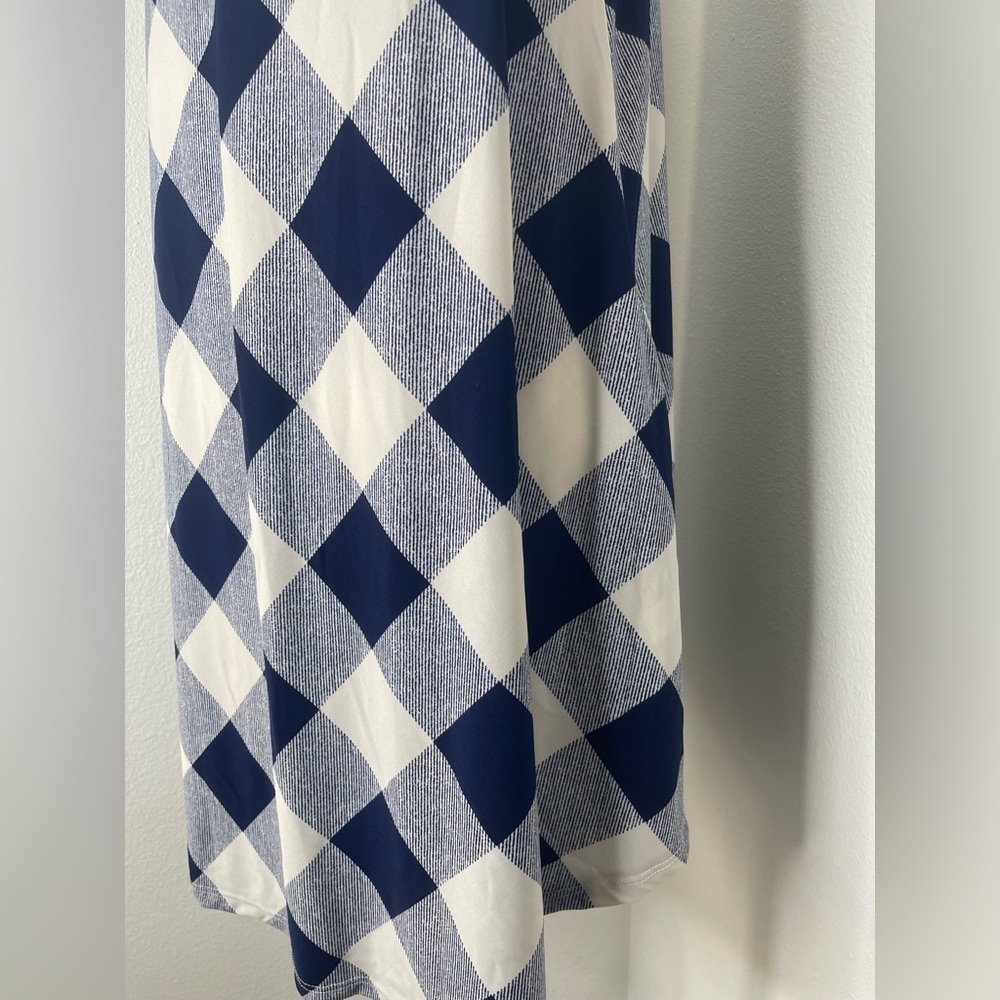 White Birch Navy White Gingham Plaid Sleeveless Tunic Dress Flowy Pockets Med - Picture 10 of 12